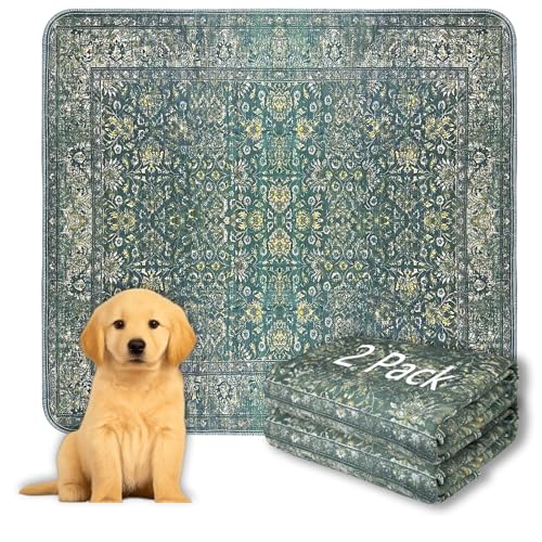 DAMIROON Washable Pee Pads for Dogs - Vintage Green, 100% Waterproof Reusable Puppy Pads with Non-Slip Backing