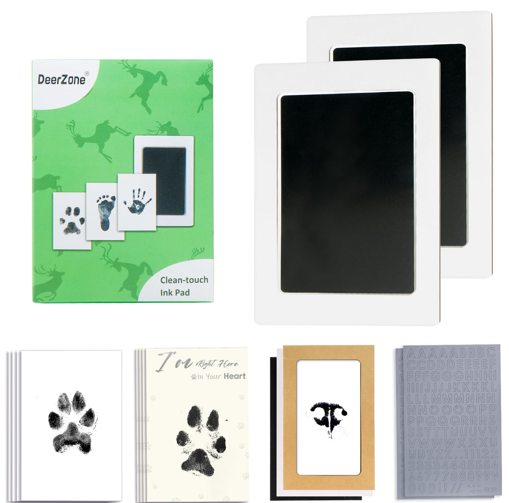 DeerZone Inkless Paw Print Kit - Clean Touch Pet Paw & Nose Print Keepsake (2 Pack)