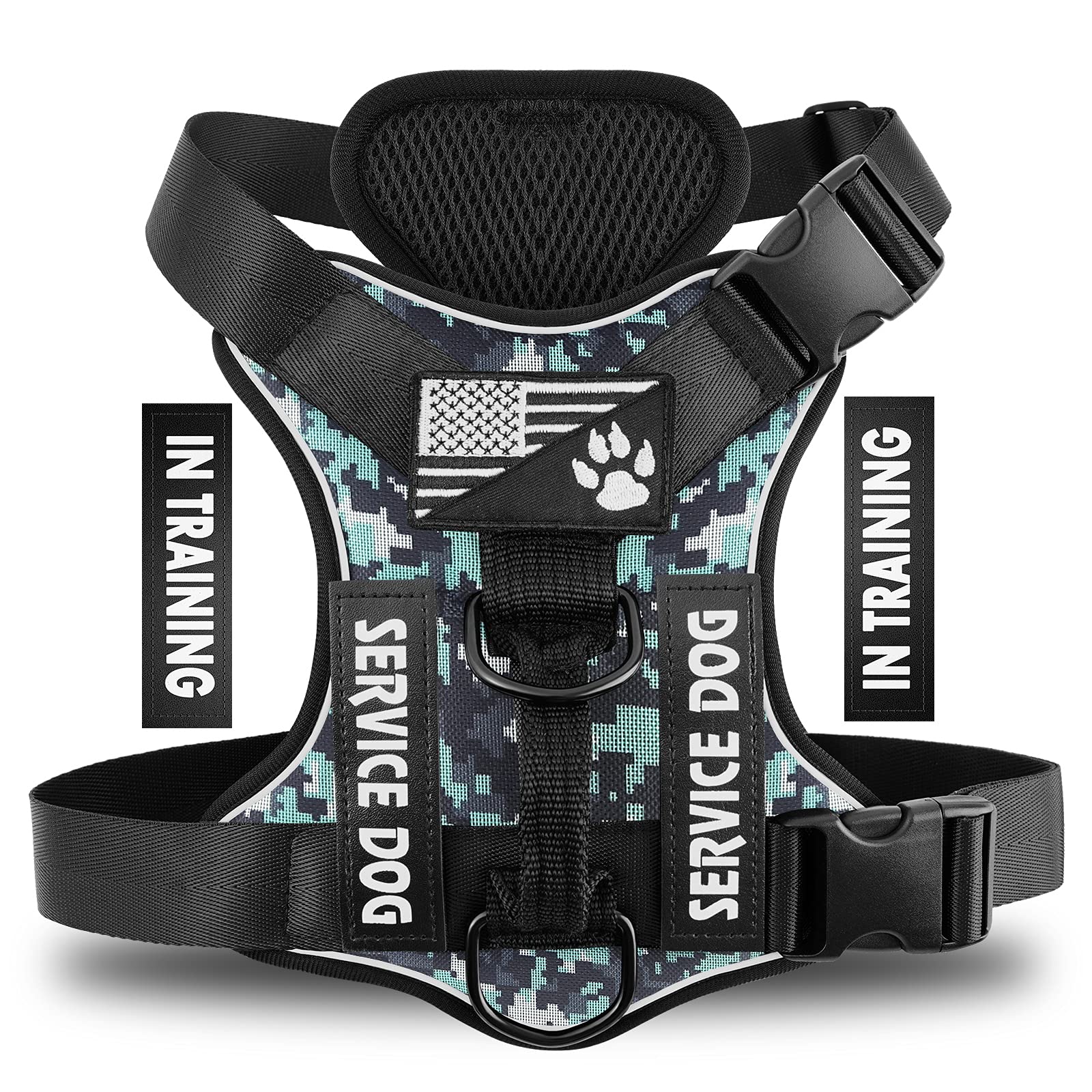 Demigreat Reflective Service Dog Harness with Patches – No-Pull, Adjustable, Comfortable Vest for Large Dogs