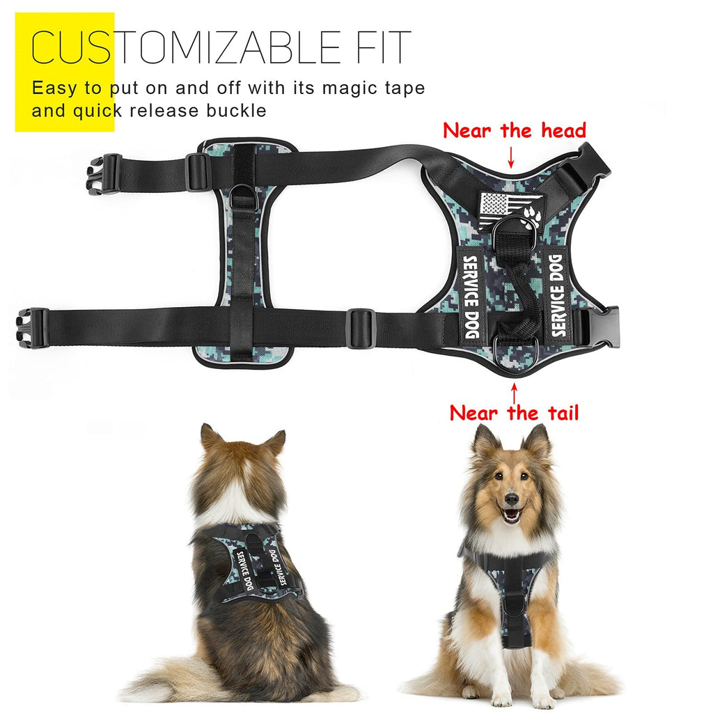 Demigreat Reflective Service Dog Harness with Patches – No-Pull, Adjustable, Comfortable Vest for Large Dogs