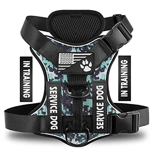 Demigreat Reflective Service Dog Harness with Patches – No-Pull, Adjustable, Comfortable Vest for Large Dogs