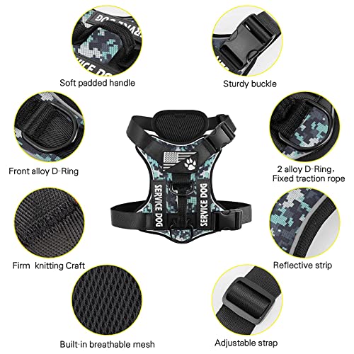 Demigreat Reflective Service Dog Harness with Patches – No-Pull, Adjustable, Comfortable Vest for Large Dogs