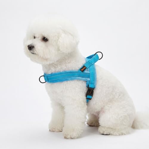 Didog Soft Flannel Padded Dog Vest Harness – No Pull, Quick Fit, Reflective – XS (Chest 15-18") Blue