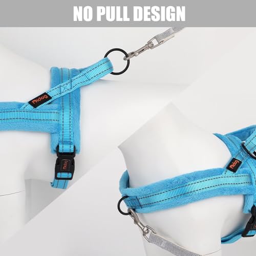 Didog Soft Flannel Padded Dog Vest Harness – No Pull, Quick Fit, Reflective – XS (Chest 15-18") Blue