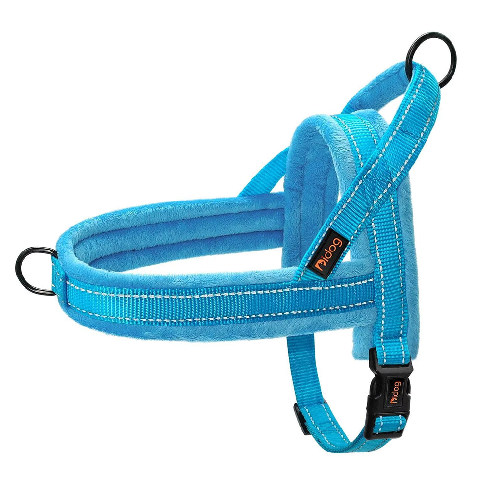 Didog Soft Flannel Padded Dog Vest Harness – No Pull, Quick Fit, Reflective – XS (Chest 15-18") Blue