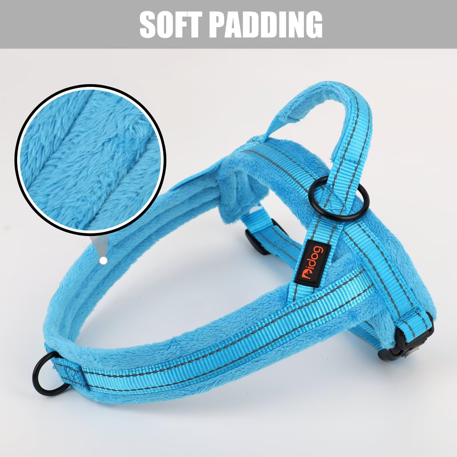 Didog Soft Flannel Padded Dog Vest Harness – No Pull, Quick Fit, Reflective – XS (Chest 15-18") Blue
