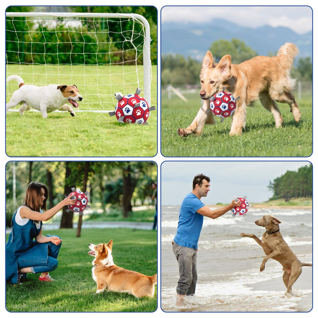 Diman 6-Inch Dog Ball with Straps for Small to Medium Dogs - Outdoor & Water Fetch Toy, Red