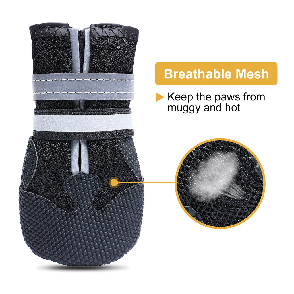 Dimicoo Black XL Breathable Dog Boots with Non-Slip Rubber Sole for Medium to Large Breeds (72–94 lb)