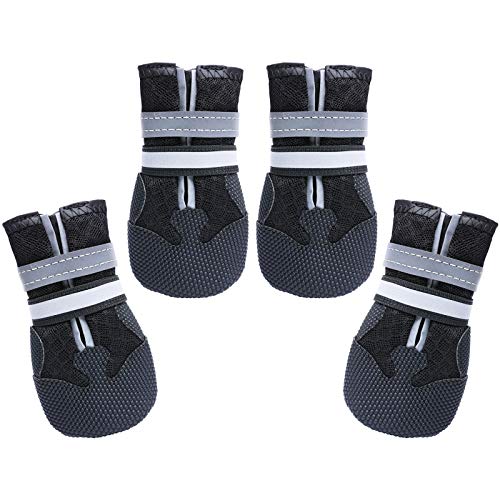 Dimicoo Black XL Breathable Dog Boots with Non-Slip Rubber Sole for Medium to Large Breeds (72–94 lb)