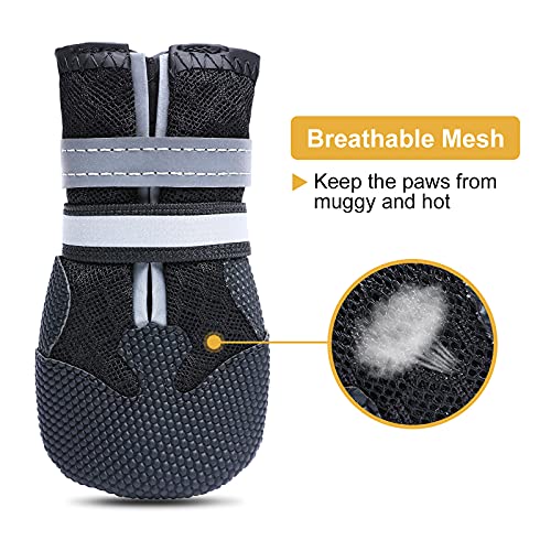 Dimicoo Black XL Breathable Dog Boots with Non-Slip Rubber Sole for Medium to Large Breeds (72–94 lb)