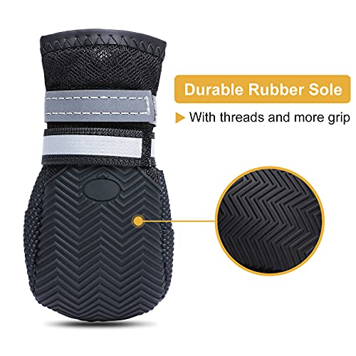 Dimicoo Black XL Breathable Dog Boots with Non-Slip Rubber Sole for Medium to Large Breeds (72–94 lb)