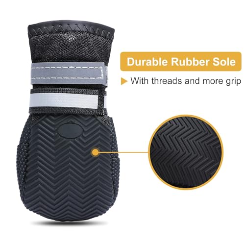 Dimicoo Breathable Dog Boots for Medium Large Dogs - Non-Slip Summer Paw Protection