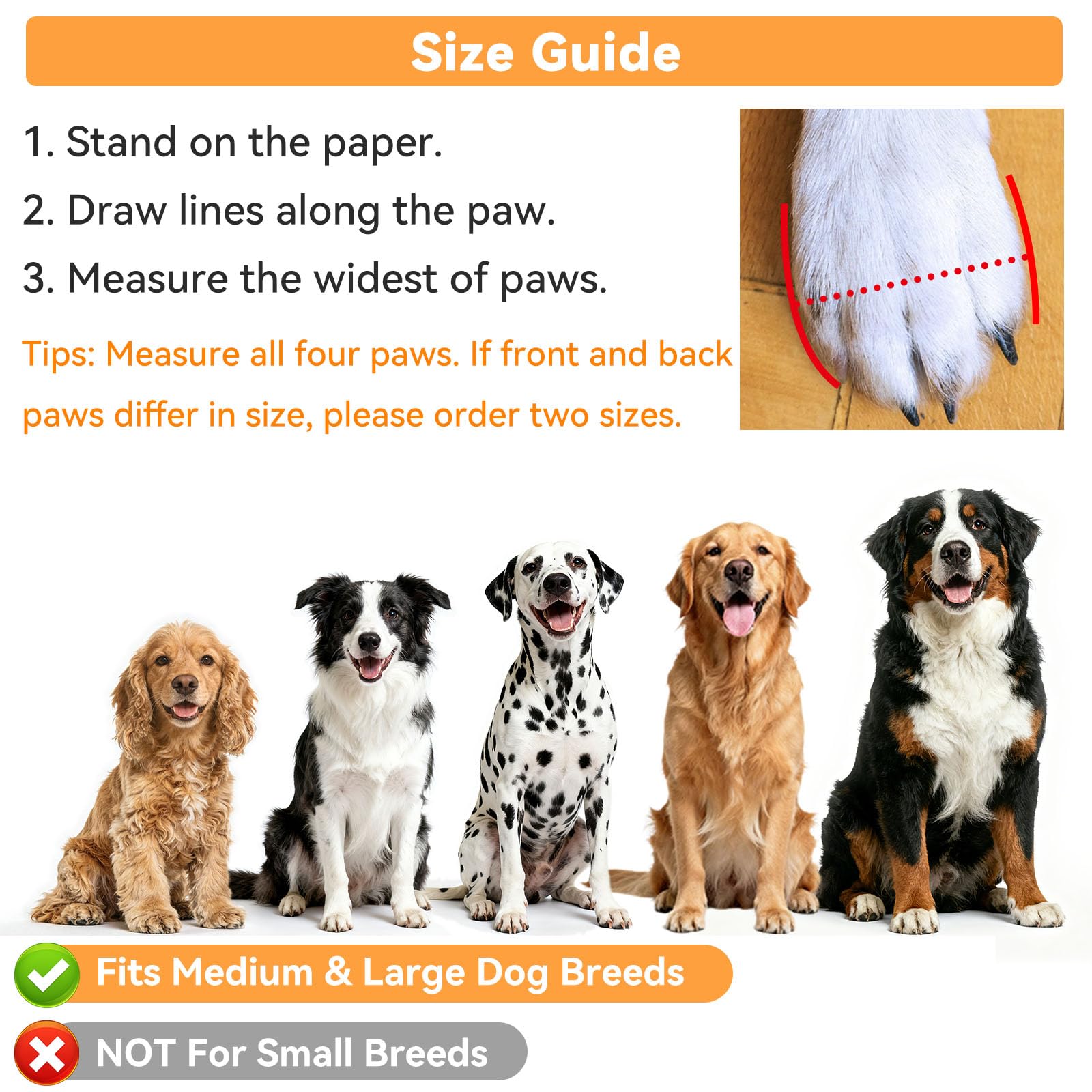 Dimicoo Water-Resistant Dog Boots for Medium & Large Dogs – Non-Slip, Fleece-Lined Paw Protectors for Snow, Cold Ground & Indoor Use