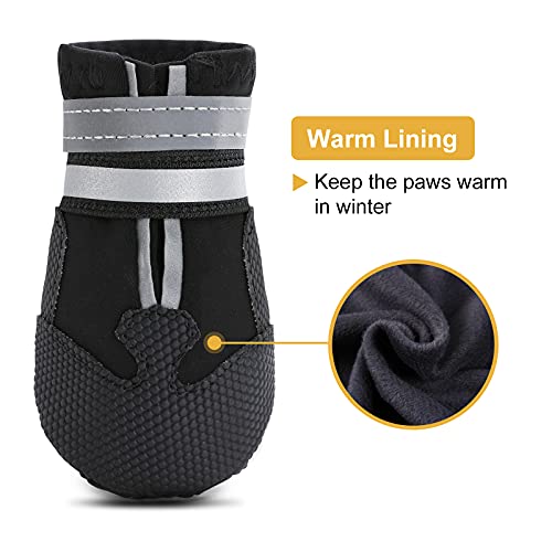 Dimicoo Water-Resistant Dog Boots for Medium & Large Dogs – Non-Slip, Fleece-Lined Paw Protectors for Snow, Cold Ground & Indoor Use
