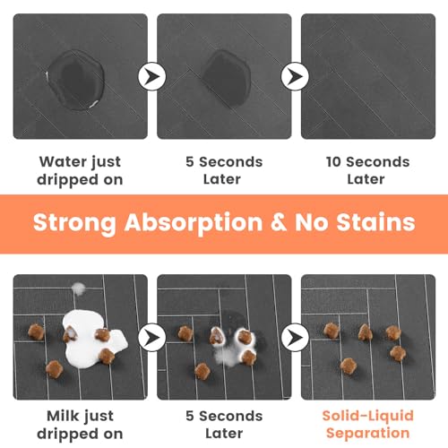 DK177 Absorbent Pet Feeding Mat - 24x16 Coffee, Waterproof Rubber Backing, Quick-Dry Dog Bowl Mat