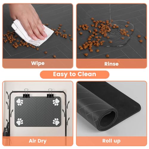 DK177 Absorbent Pet Feeding Mat - 24x16 Coffee, Waterproof Rubber Backing, Quick-Dry Dog Bowl Mat