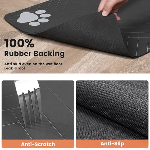 DK177 Absorbent Pet Feeding Mat - 24x16 Coffee, Waterproof Rubber Backing, Quick-Dry Dog Bowl Mat