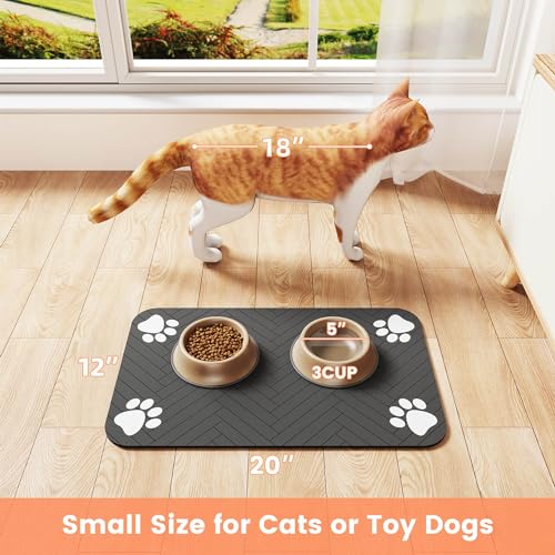 DK177 Absorbent Pet Feeding Mat - 24x16 Coffee, Waterproof Rubber Backing, Quick-Dry Dog Bowl Mat