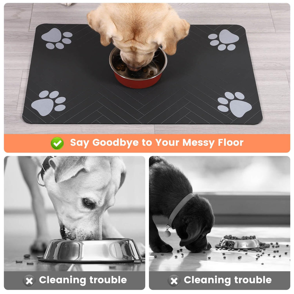 DK177 Absorbent Pet Feeding Mat - 24x16 Coffee, Waterproof Rubber Backing, Quick-Dry Dog Bowl Mat