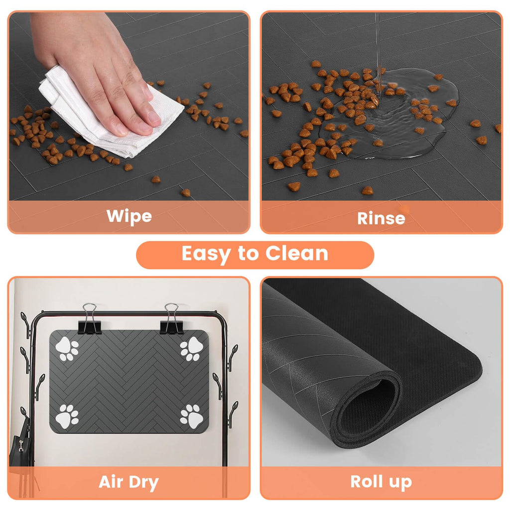 DK177 Absorbent Pet Feeding Mat - 24x16 Coffee, Waterproof Rubber Backing, Quick-Dry Dog Bowl Mat