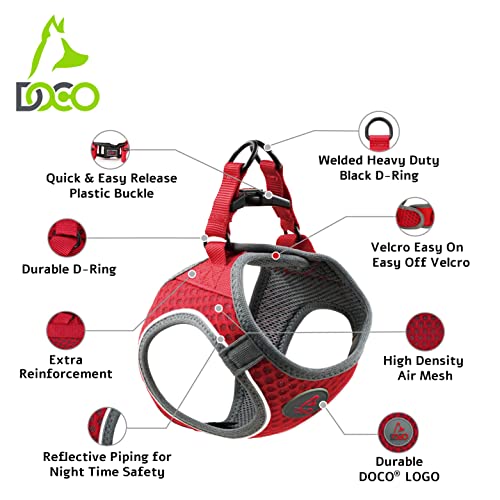DOCO Athletica Adjustable Dog Harness – No Pull, No Choke, Reflective, Lime, Medium (Chest 16-17")