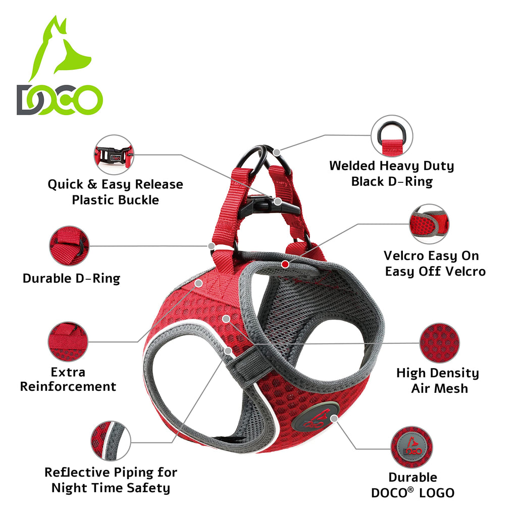 DOCO Athletica Adjustable Dog Harness – No Pull, No Choke, Reflective, Lime, Medium (Chest 16-17")