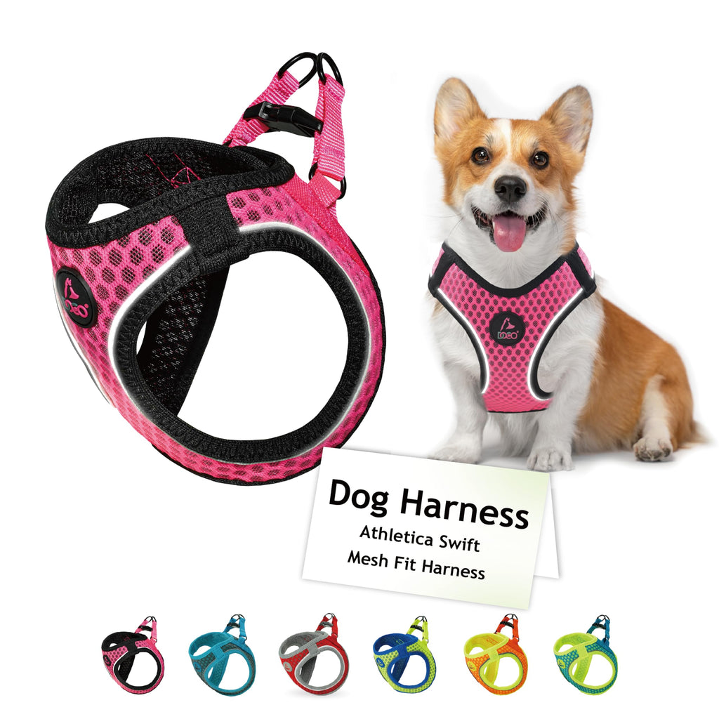 DOCO No Pull Dog Harness – Medium (16–17 in Chest, 10–15 lbs) – Hot Pink, Breathable Air Mesh Vest with Reflective Strips
