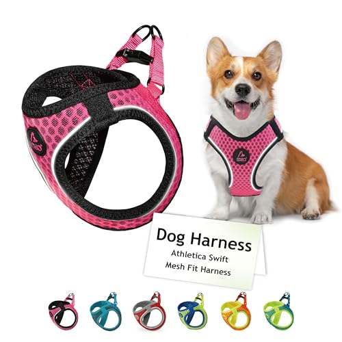 DOCO No Pull Dog Harness – Medium (16–17 in Chest, 10–15 lbs) – Hot Pink, Breathable Air Mesh Vest with Reflective Strips