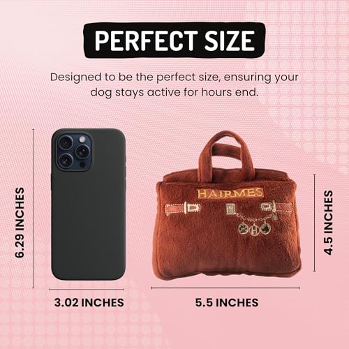 Dog Diggin Designs Hairmes Squeaky Plush Dog Toy – Luxury Parody Handbag with Squeaker