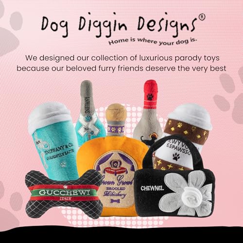 Dog Diggin Designs Hairmes Squeaky Plush Dog Toy – Luxury Parody Handbag with Squeaker