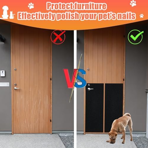 Dog Door Scratch Protector, Self-Adhesive Nail File Board - 10x150 inches Black