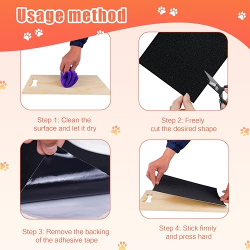 Dog Door Scratch Protector, Self-Adhesive Nail File Board - 10x150 inches Black
