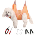 Dog Grooming Hammock by Guzekier – Orange, Small, with Nail Clippers & File