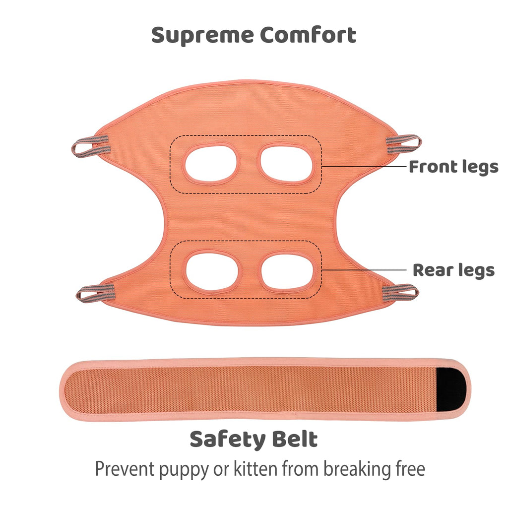 Dog Grooming Hammock by Guzekier – Orange, Small, with Nail Clippers & File