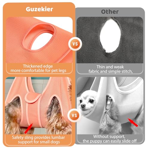 Dog Grooming Hammock by Guzekier – Orange, Small, with Nail Clippers & File
