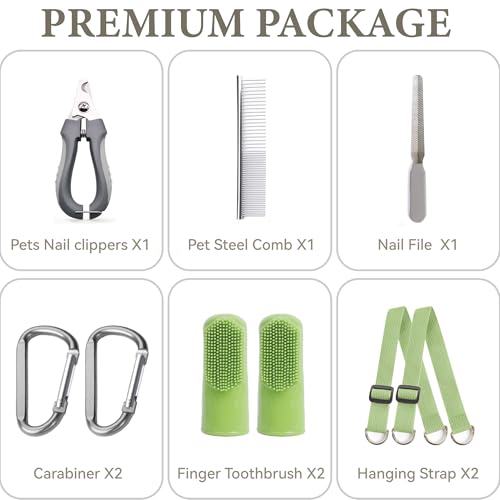 Dog Grooming Hammock for Nail Trimming – Loesuona Pet Sling with Safety Buckle, Includes Nail Clippers and Grooming Tools for Small Dogs (Size S, Green)