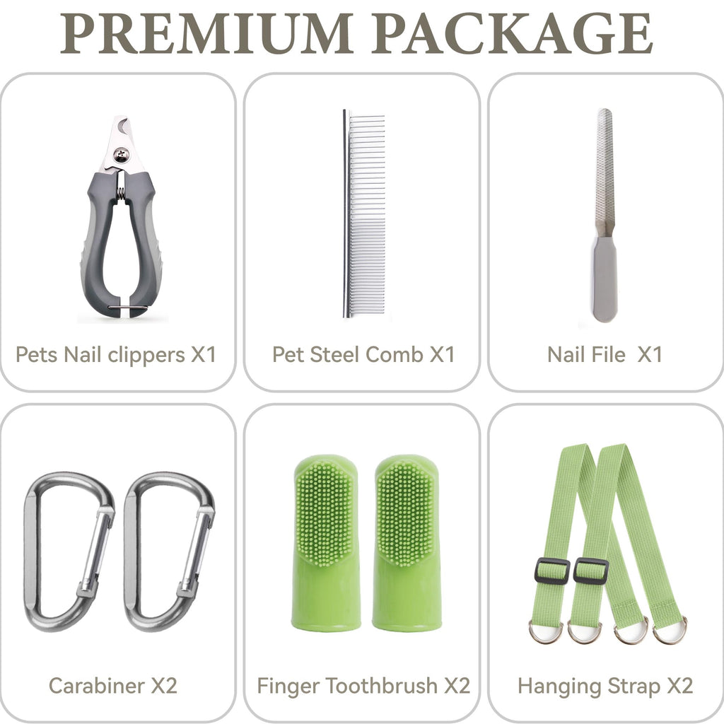 Dog Grooming Hammock for Nail Trimming – Loesuona Pet Sling with Safety Buckle, Includes Nail Clippers and Grooming Tools for Small Dogs (Size S, Green)
