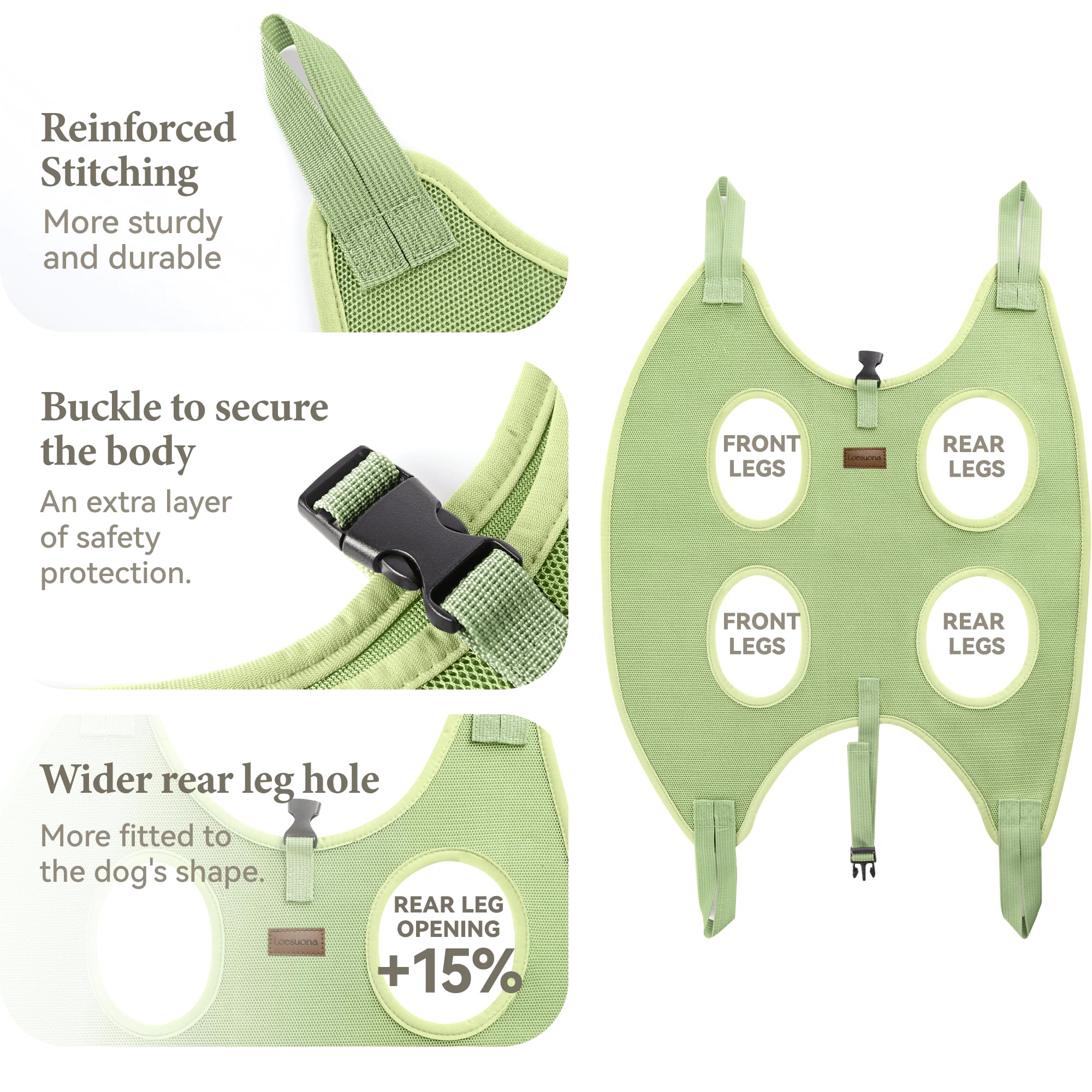 Dog Grooming Hammock for Nail Trimming – Loesuona Pet Sling with Safety Buckle, Includes Nail Clippers and Grooming Tools for Small Dogs (Size S, Green)
