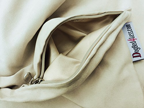 Dogbed4less DIY Pet Bed Cover Set - Khaki Suede Outer + Waterproof Inner, Large 48x29 Inches, Covers Only