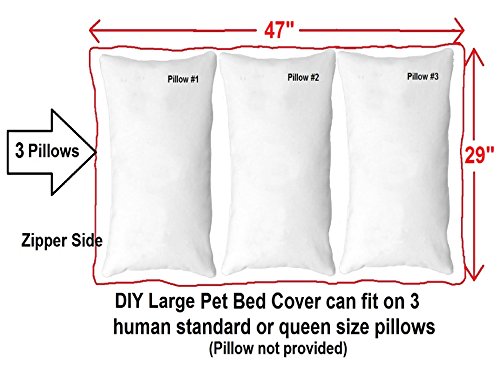 Dogbed4less DIY Pet Bed Cover Set - Khaki Suede Outer + Waterproof Inner, Large 48x29 Inches, Covers Only