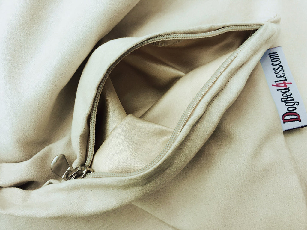 Dogbed4less DIY Pet Bed Cover Set - Khaki Suede Outer + Waterproof Inner, Large 48x29 Inches, Covers Only