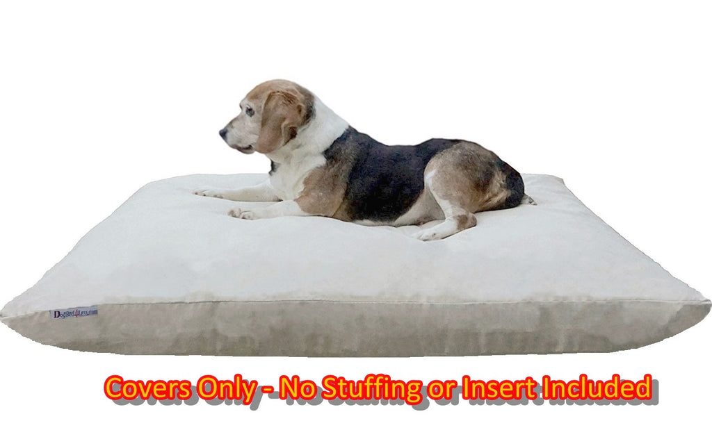 Dogbed4less DIY Pet Bed Cover Set - Khaki Suede Outer + Waterproof Inner, Large 48x29 Inches, Covers Only