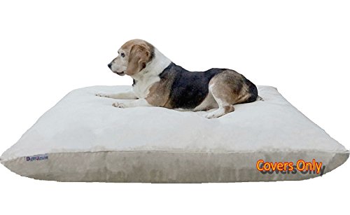 Dogbed4less DIY Pet Bed Cover Set - Khaki Suede Outer + Waterproof Inner, Large 48x29 Inches, Covers Only
