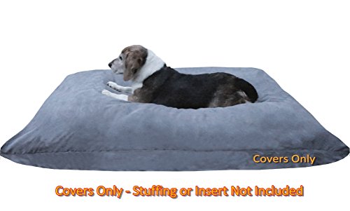 Dogbed4less DIY Pet Bed Cover Set – Large 48"x29" Suede External & Waterproof Internal Covers for Dogs and Cats, Gray (Covers Only)