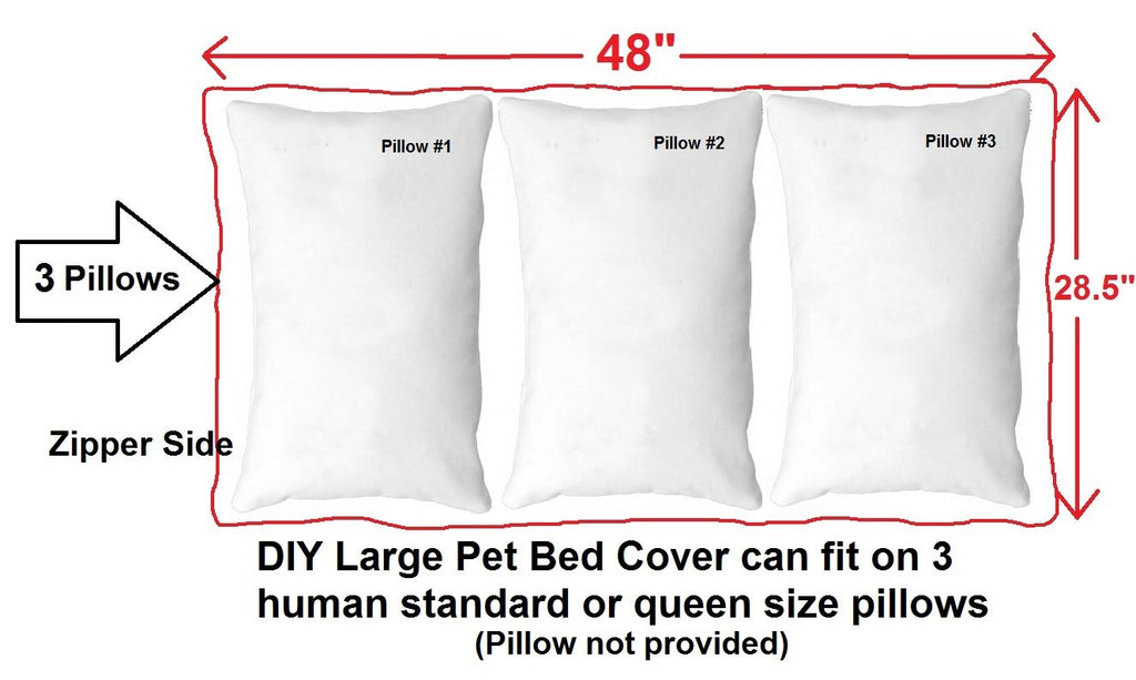 Dogbed4less DIY Pet Bed Cover Set – Large 48"x29" Suede External & Waterproof Internal Covers for Dogs and Cats, Gray (Covers Only)