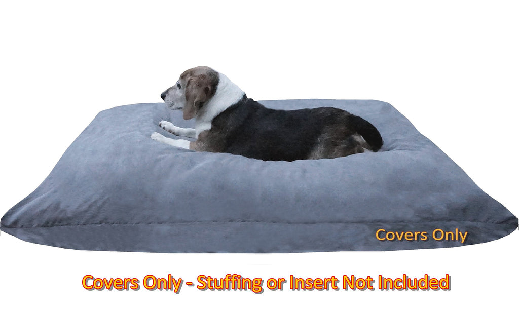Dogbed4less DIY Pet Bed Cover Set – Large 48"x29" Suede External & Waterproof Internal Covers for Dogs and Cats, Gray (Covers Only)