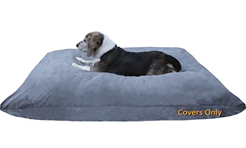 Dogbed4less DIY Pet Bed Cover Set – Large 48"x29" Suede External & Waterproof Internal Covers for Dogs and Cats, Gray (Covers Only)