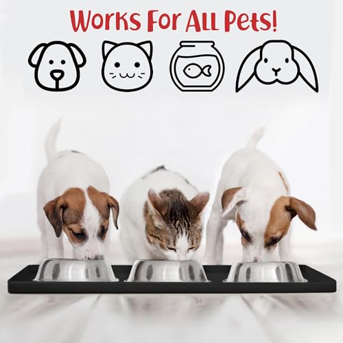 DogBuddy Silicone Dog Food Mat – Waterproof, Non-Slip, High Edge, Small 18.9x11.8", Black