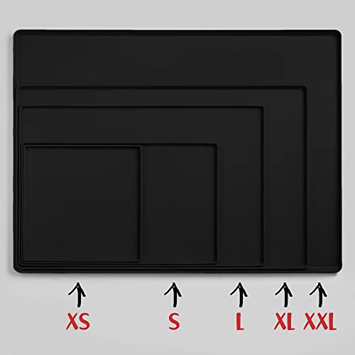 DogBuddy Silicone Dog Food Mat – Waterproof, Non-Slip, High Edge, Small 18.9x11.8", Black