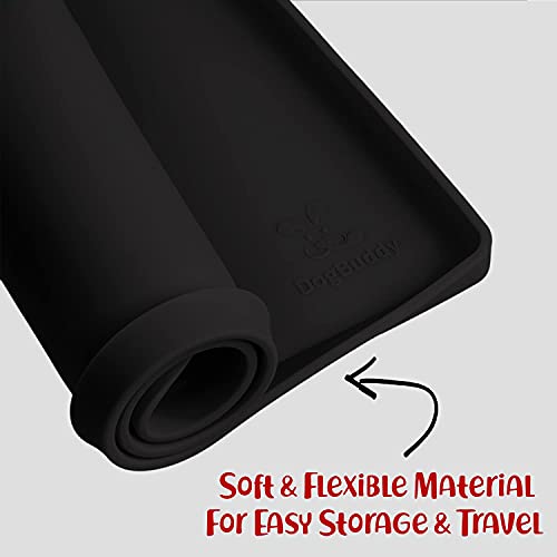 DogBuddy Silicone Dog Food Mat – Waterproof, Non-Slip, High Edge, Small 18.9x11.8", Black